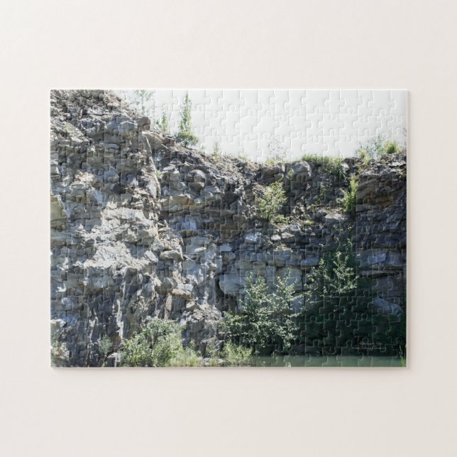 Puzzle Quarry Granit Rock Cliff Wall Pond Nature (Horizontal)