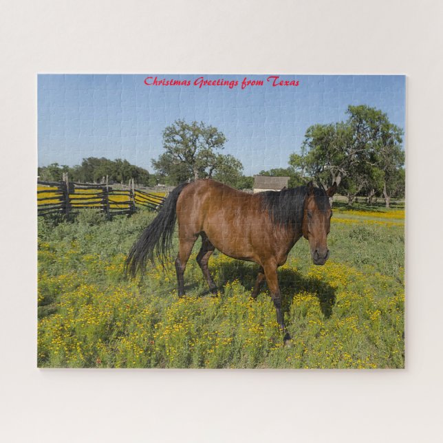Puzzle Quarter Horses Texas.Vœux de Noël (Horizontal)