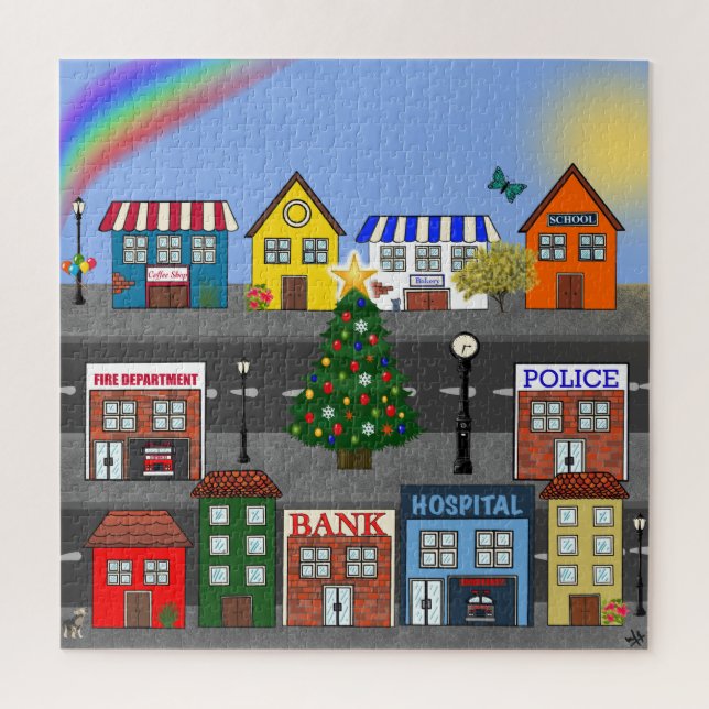 Puzzle Quartier de la petite ville | Jour (Vertical)