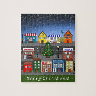 Puzzle Quartier de la petite ville   Joyeux Noël