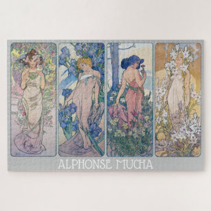 Puzzle Quatre fleurs, Alphonse Mucha
