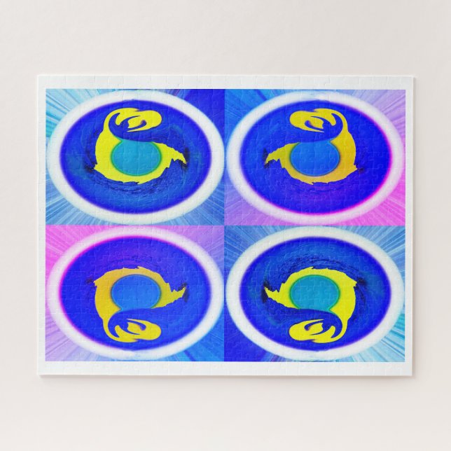 Puzzle Quatre lunes bleues art (Horizontal)