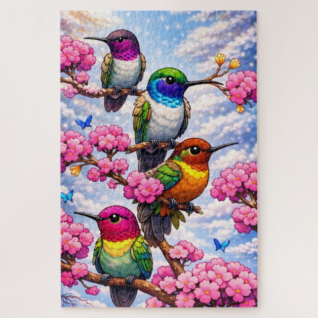 Puzzle Quebra-Cabeça(Puzzle)Lindas Cores dos Beija-Flores (Vertical)