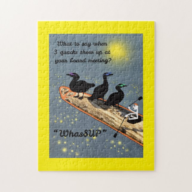 Puzzle "Qu'est-ce que tu fais" avec des canards sur la pl (Vertical)