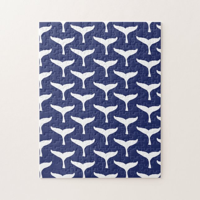 Puzzle Queue de baleine blanche Animal marin Océan bleu M (Vertical)