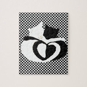 Puzzle Queues CAT - amour noir blanc