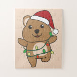 Puzzle Quokka Christmas Winter Animaux Quokkas Jigsaw Puz<br><div class="desc">Christmas quokka with fairy lights. Funny animals with toxits and snow for the holidays. A sweet Christmas greeting. Quokkas are cute animals and perfect for Christmas.</div>