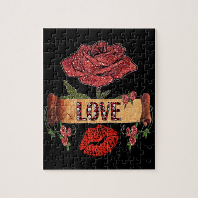 Puzzle RAB Rockabilly Valentine Roses, Love & Lipstick (Vertical)