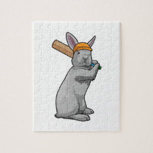 Puzzle Rabbit au cricket avec chauve-souris de cricket