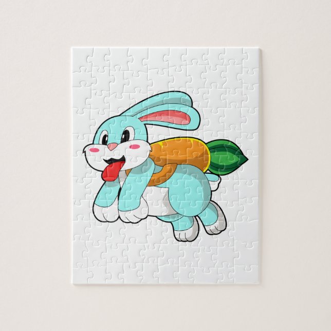 Puzzle Rabbit avec carotte comme fusée (Vertical)