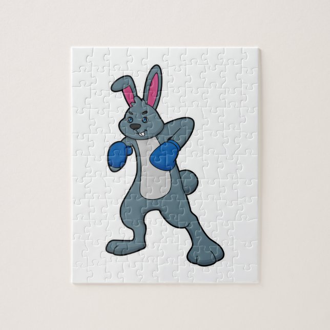 Puzzle Rabbit en boîte avec gants de boxe (Vertical)