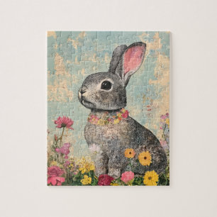 Puzzle Rabbit gris média mixte