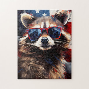 Puzzle Raccoon 4 juillet fête de l'indépendance