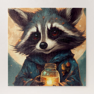 Puzzle Raccoon adorable avec une potion magique