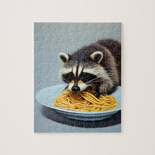 Puzzle Raccoon mangeant Spaghetti (Vertical)