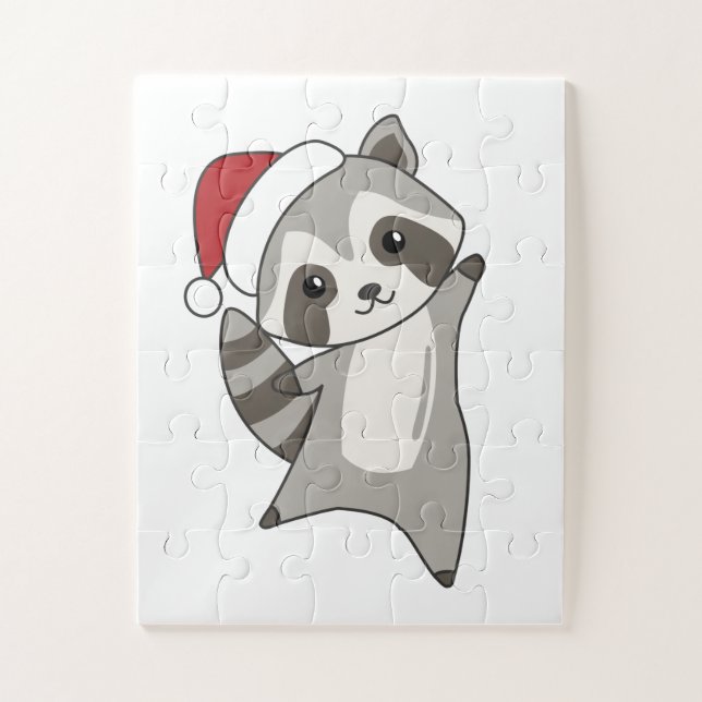 Puzzle Raccoon Noël Neige hiver Raccoon (Vertical)