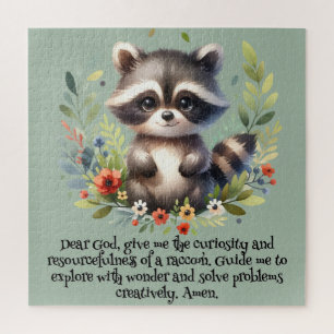 Puzzle Raccoon Woodland Enfants Prière chrétienne sur ble