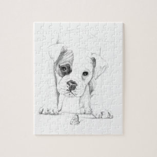 Puzzle Raccordez un art de dessin de chiot de boxeur