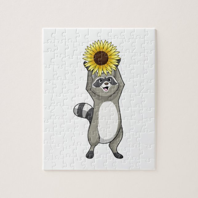 Puzzle Racoon avec tournesol (Vertical)