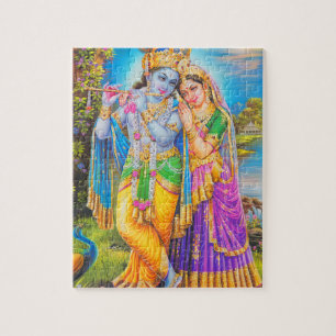 Puzzle Radha Krishna avec flûte Hare Krishna