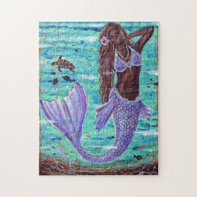 Puzzle Raeni Mermaid à la tortue de mer par Renee Lavoie (Vertical)