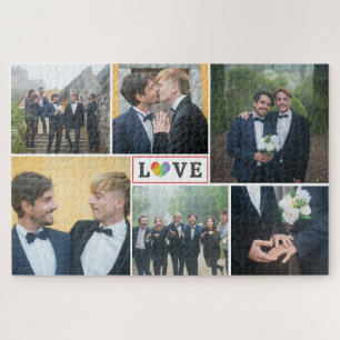 Puzzle Rainbow Heart Love LGBT Mariage Photo Collage