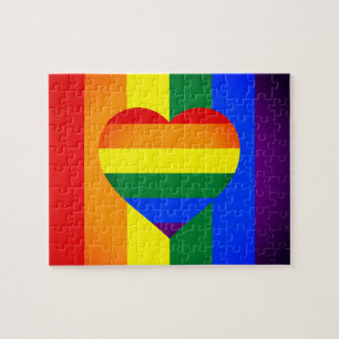 Puzzle Rainbow Heart & Pride Rainbow Flag / communauté LG