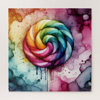 Puzzle Rainbow Lollipop Alcohol Ink
