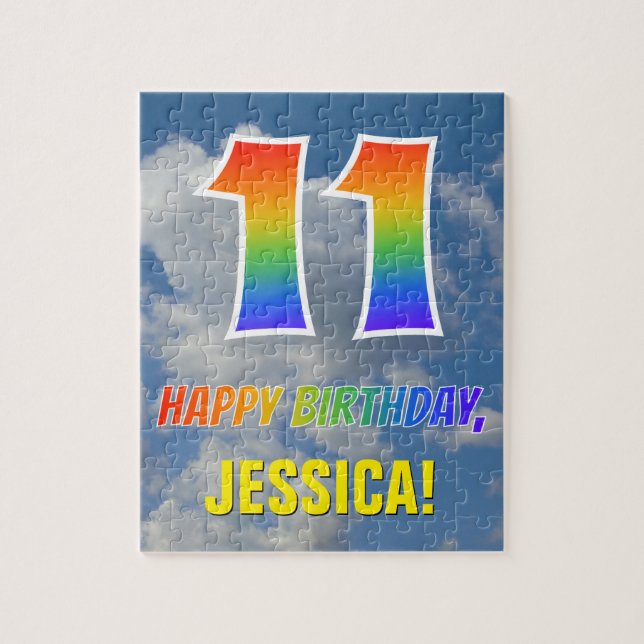 Puzzle Rainbow Look "11" & "HAPPY BANTHDAY", Ciel nuageux (Vertical)