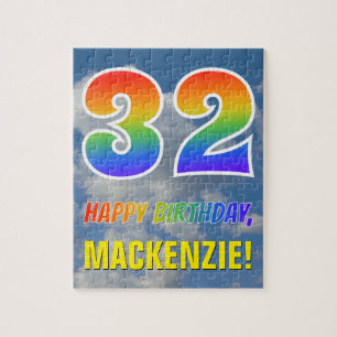 Puzzle Rainbow Look "32" & "HAPPY BANTHDAY", Ciel nuageux