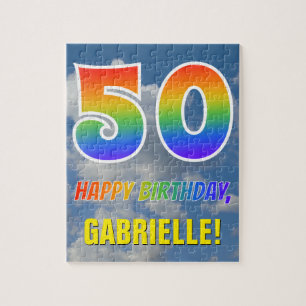 Puzzle Rainbow Look "50" & "HAPPY BANTHDAY", Ciel nuageux