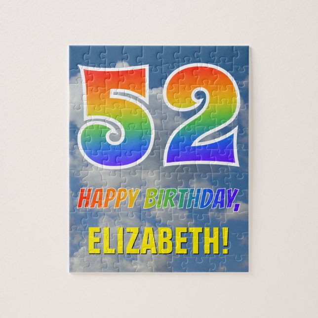 Puzzle Rainbow Look "52" & "HAPPY BANTHDAY", Ciel nuageux (Vertical)