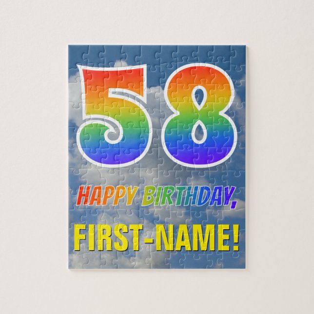 Puzzle Rainbow Look "58" & "HAPPY BANTHDAY", Ciel nuageux (Vertical)