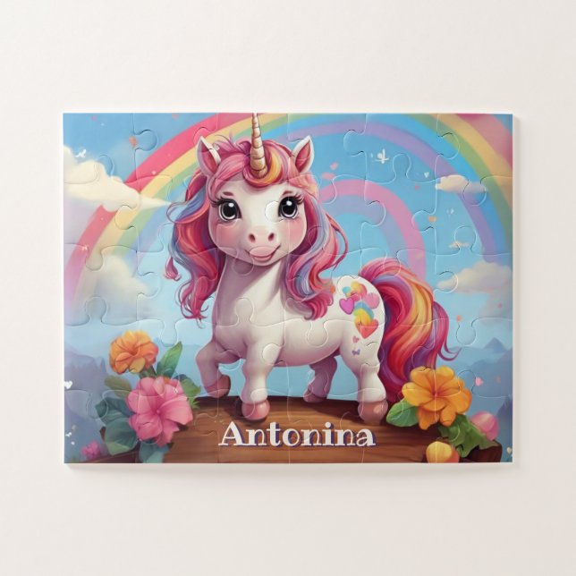 Puzzle Rainbow Unicorn Merveilles Personnalisées (Horizontal)
