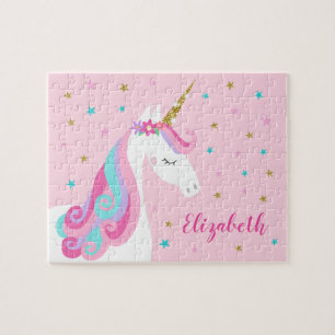 Puzzle Rainbow Unicorn Parties scintillant magique rose