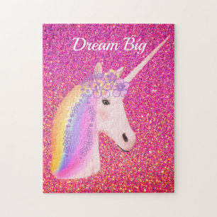 Puzzle Rainbow Unicorn rose or Parties scintillant étince