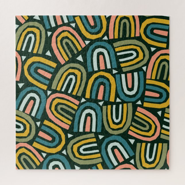 Puzzle Rainbows de style géométrique, motif vintage. (Vertical)