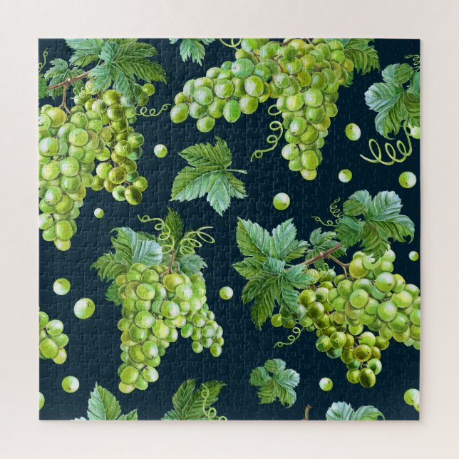 Puzzle Raisin vert : Aquarelle Motif foncé (Vertical)