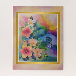 Puzzle Rameau printanier aquarelle coloré avec des fleurs