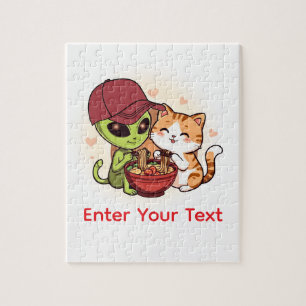 Puzzle Ramen Chat Alien Mignon Art Kawaii