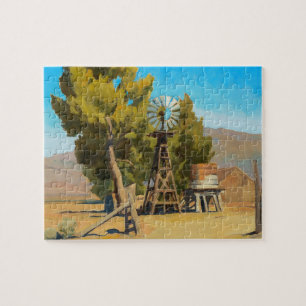 Puzzle Ranch Windmill, Carson, Nevada par Maynard Dixon