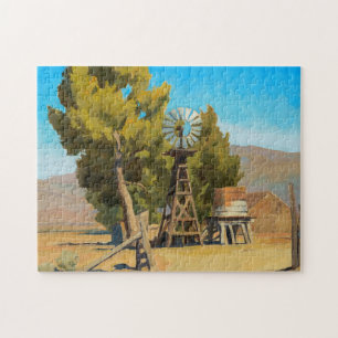 Puzzle Ranch Windmill, Carson, Nevada par Maynard Dixon
