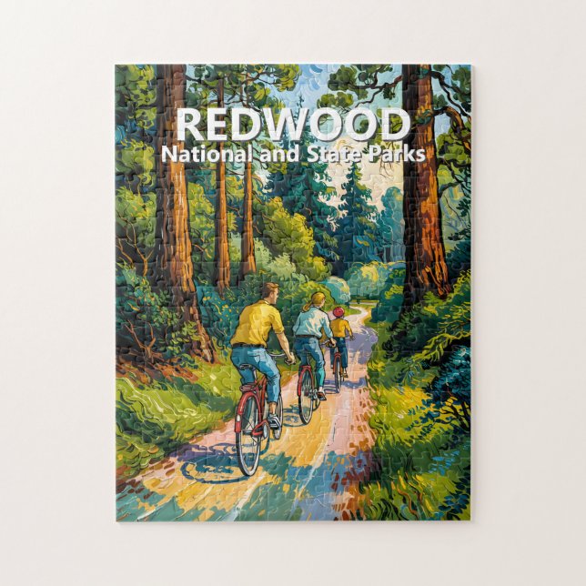 Puzzle Randonnée à vélo en famille dans une forêt de séqu (Vertical)