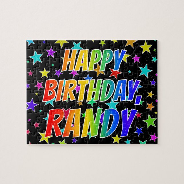 Puzzle "RANDY" Prénom, Amusant "HEUREUX ANNIVERSAIRE" (Horizontal)