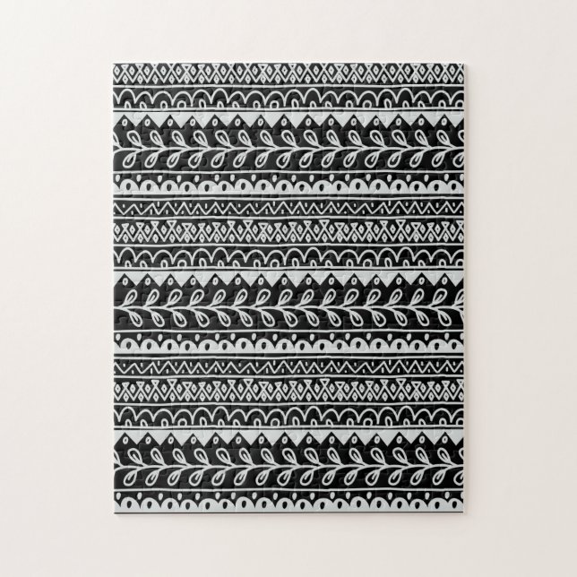 Puzzle Rangées de motifs gribouillés noir et blanc (Vertical)
