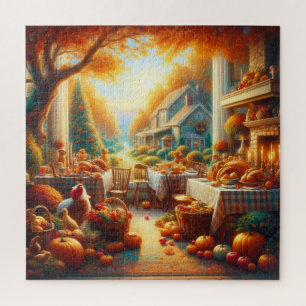 Puzzle Rassemblement de Thanksgiving chaleureux et confor