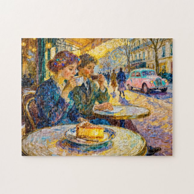 Puzzle Rassemblement impressionniste dans un café vintage (Horizontal)