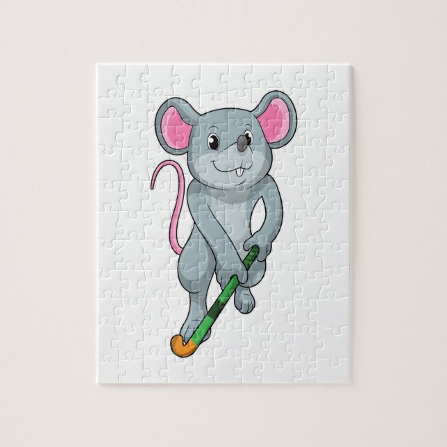 Puzzle Rat au hockey avec chauve-souris de hockey (Vertical)