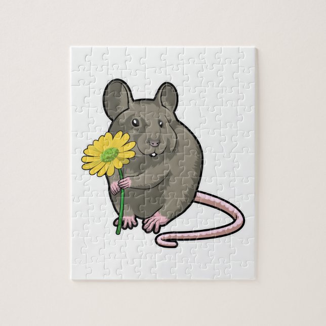 Puzzle Rat avec fleurs jaunes (Vertical)