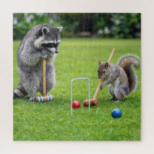 Puzzle Raton laveur et écureuil jouant au croquet